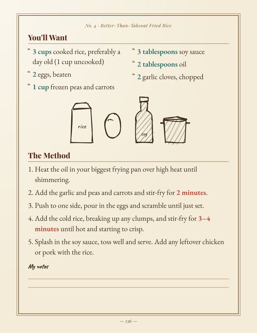 Recipe page: Better-Than-Takeout Fried Rice, ingredients and method